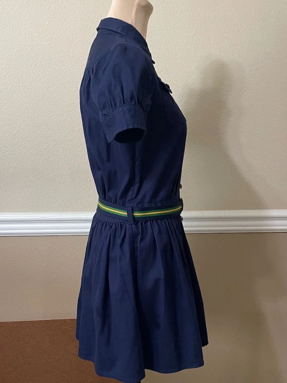 Polo Ralph Lauren Navy Blue Button Front Cotton Shirt Dress